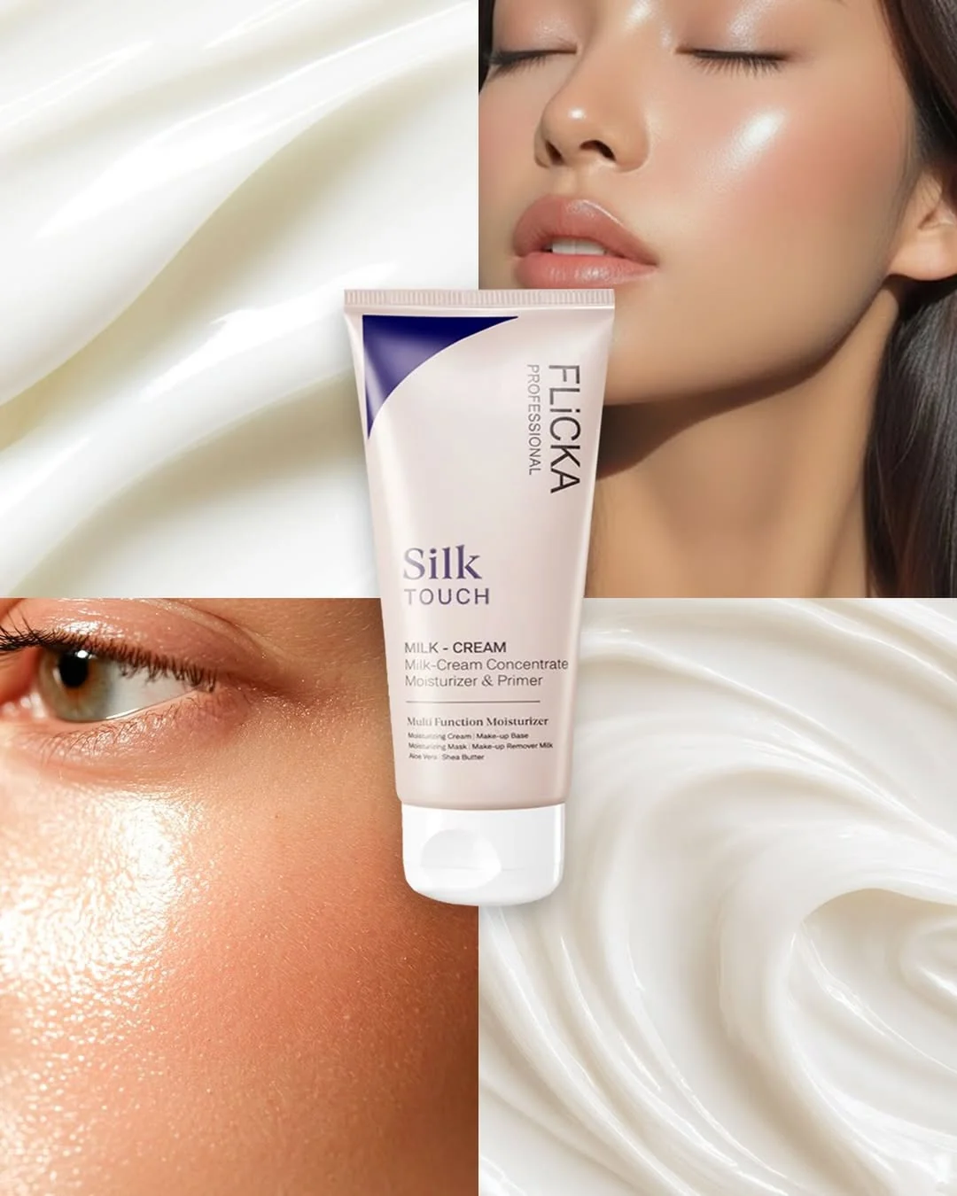 FLICKA Professional Silk Touch Milk-Cream Concentrate 60g | 3-in-1 Moisturizer, Primer & Makeup Base | Multi-Function Hydrating Face Cream - Image 2