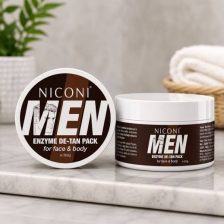 Niconi Men Enzyme De-Tan Pack 300g Formulated For Men's Skin With Papain Resveratrol And Beta-Glucan For Face And Body Use