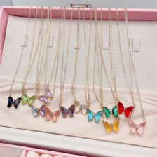 Crystal Butterfly Pendant Necklace for Women – Gold Chain Fashion Jewelry Gift